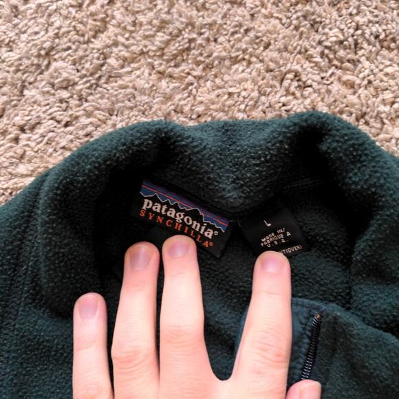 Patagonia Synchilla Fleece Jacket Full Zip Dark Green Size Large - Picture 2 of 4